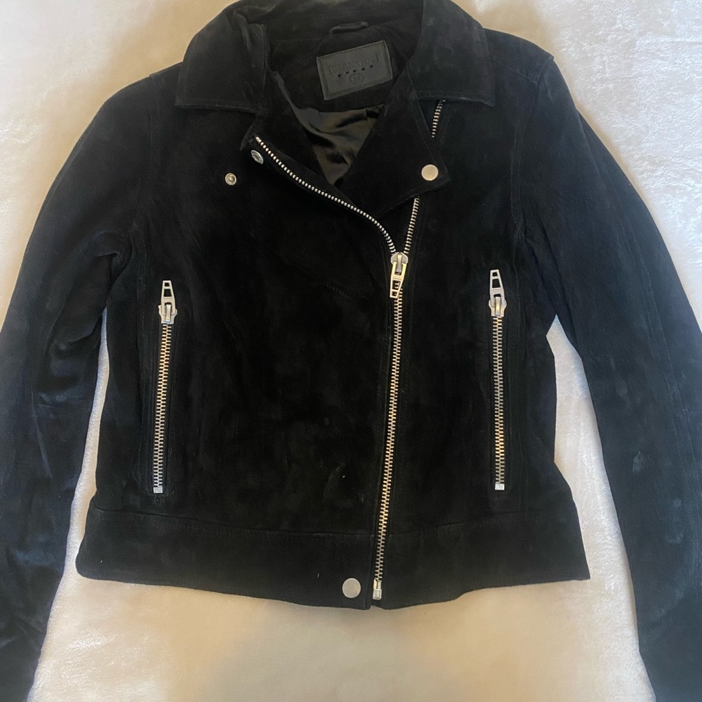 BlankNYC black suede moto jacket
